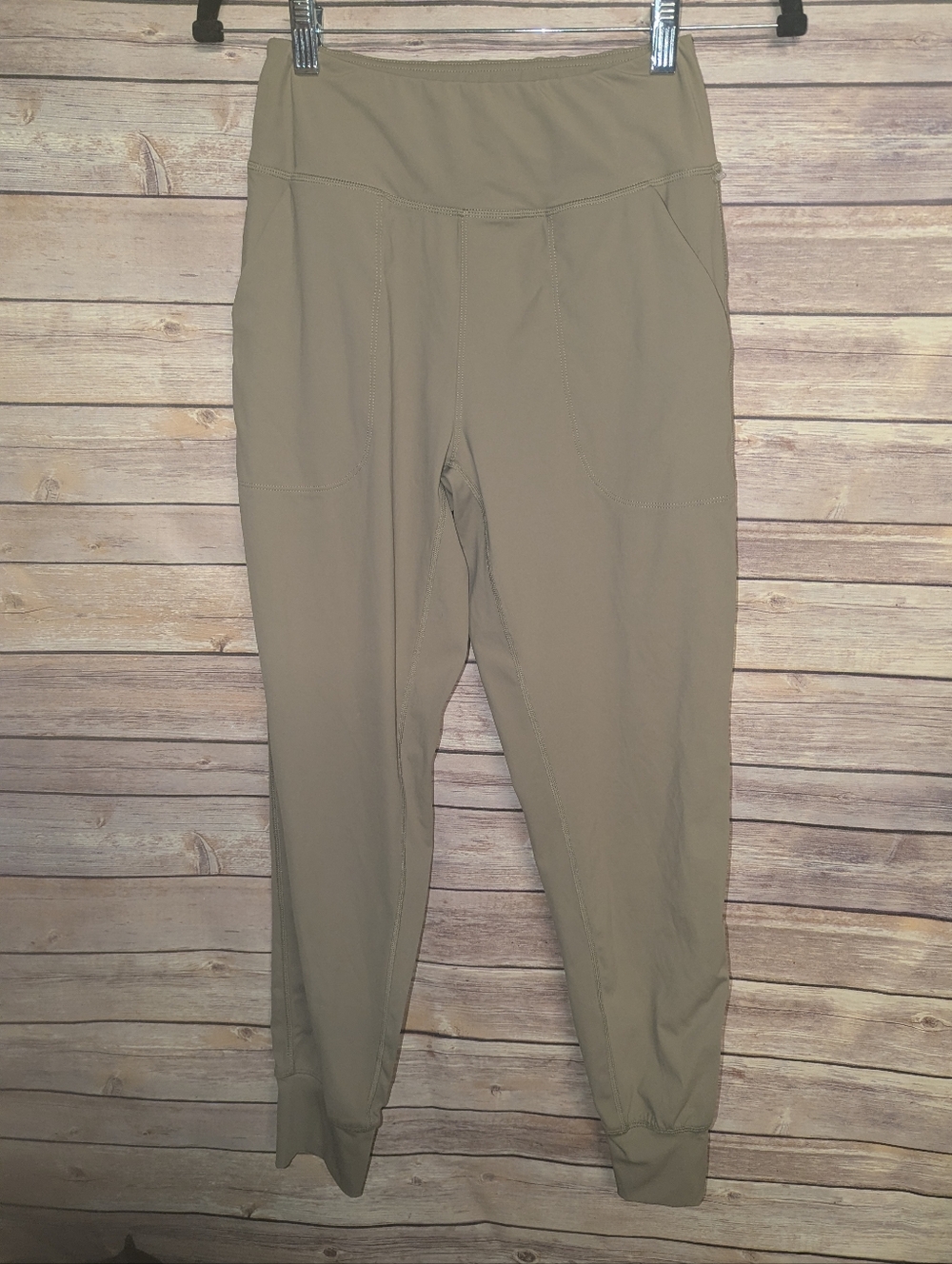 Soothfeel Women’s XS High Waist Utility Leggings Khaki Olive Pocket Yoga Jogger
